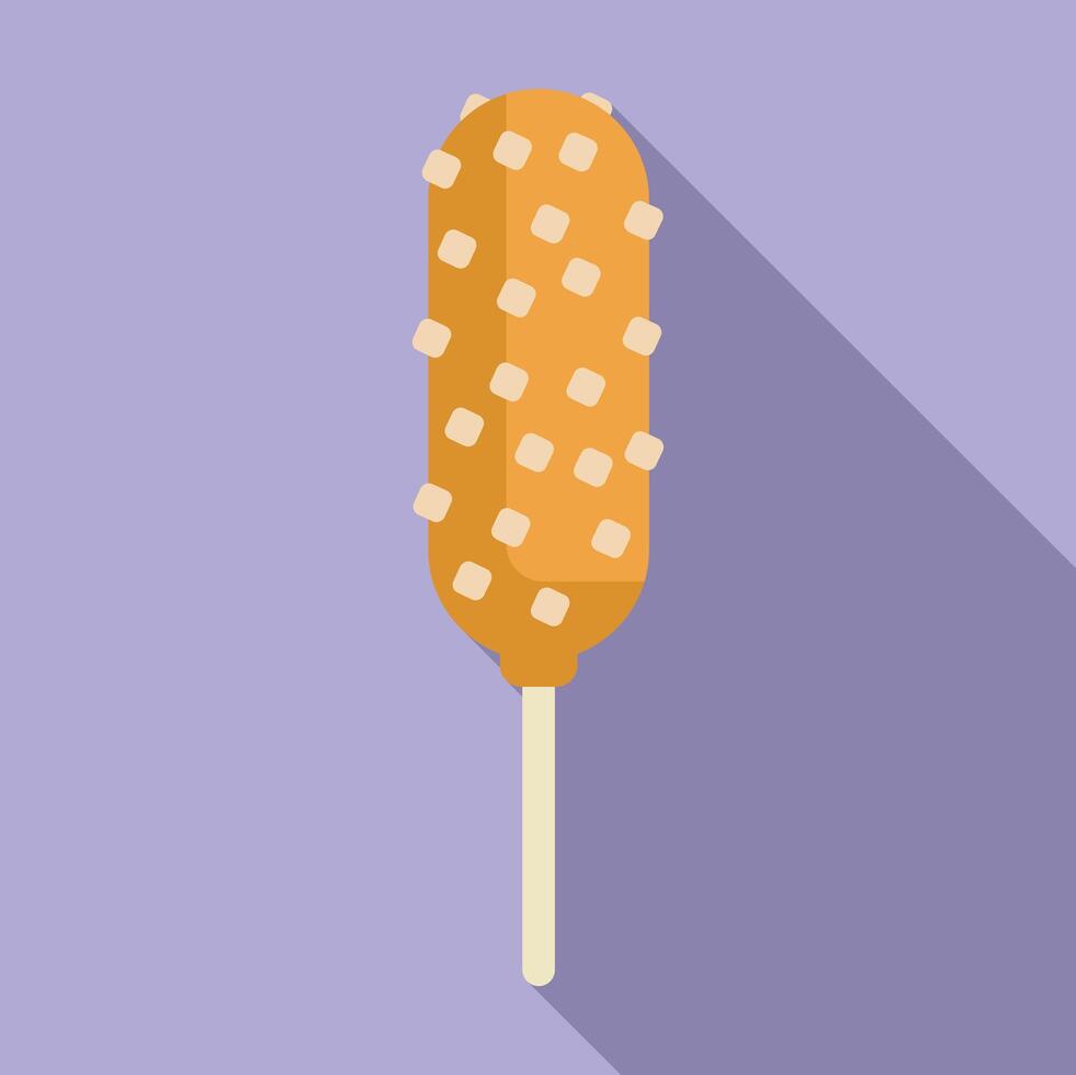 Crunchy corn dog being dipped in batter on a stick vector
