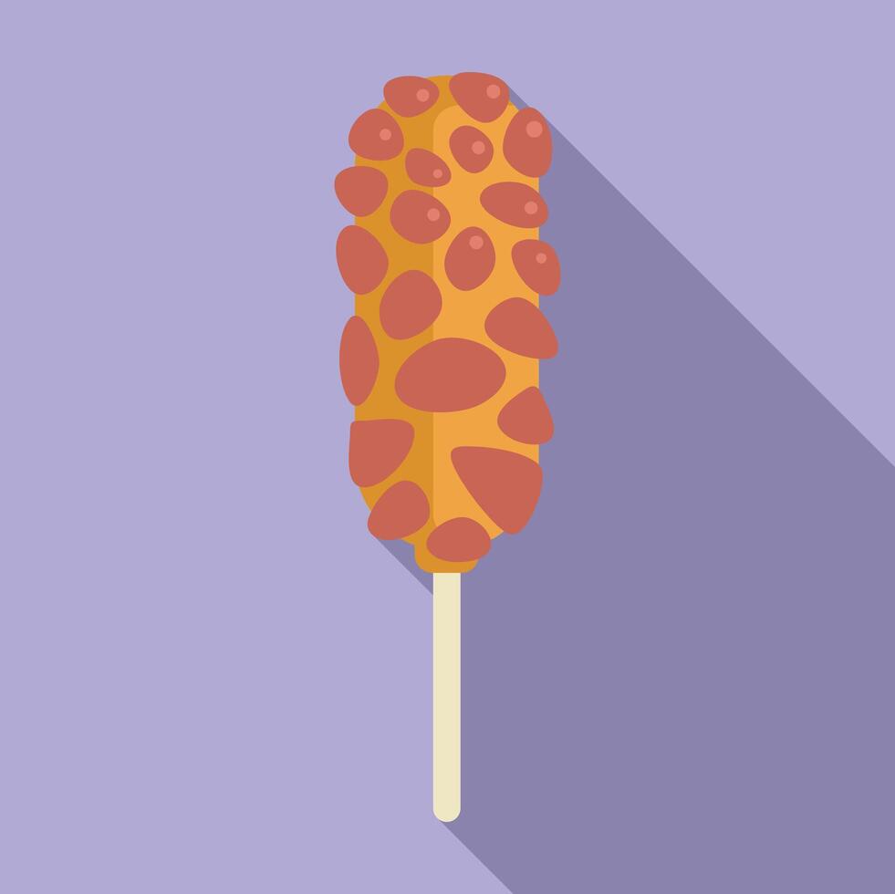 Corn dog is being dipped in batter on a stick vector