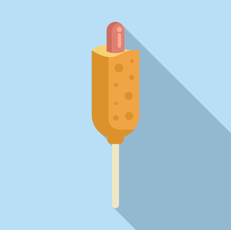 Delicious corn dog on a stick being served hot vector