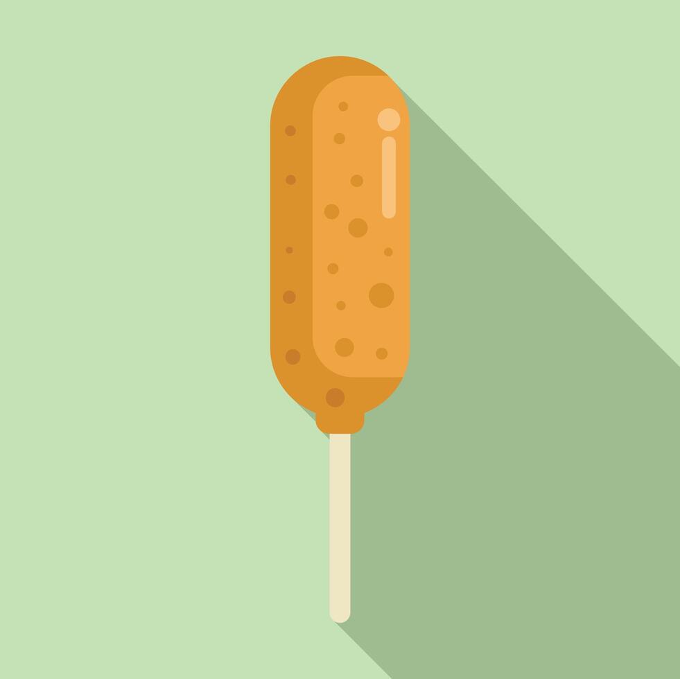 Crunchy corn dog on a stick being served hot and fresh vector