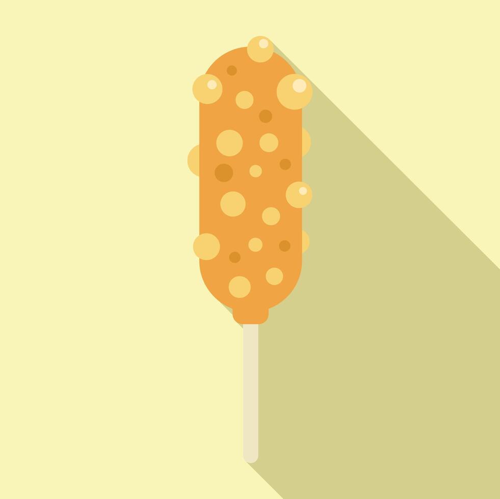 Delicious crunchy corn dog on a stick being dipped in batter vector