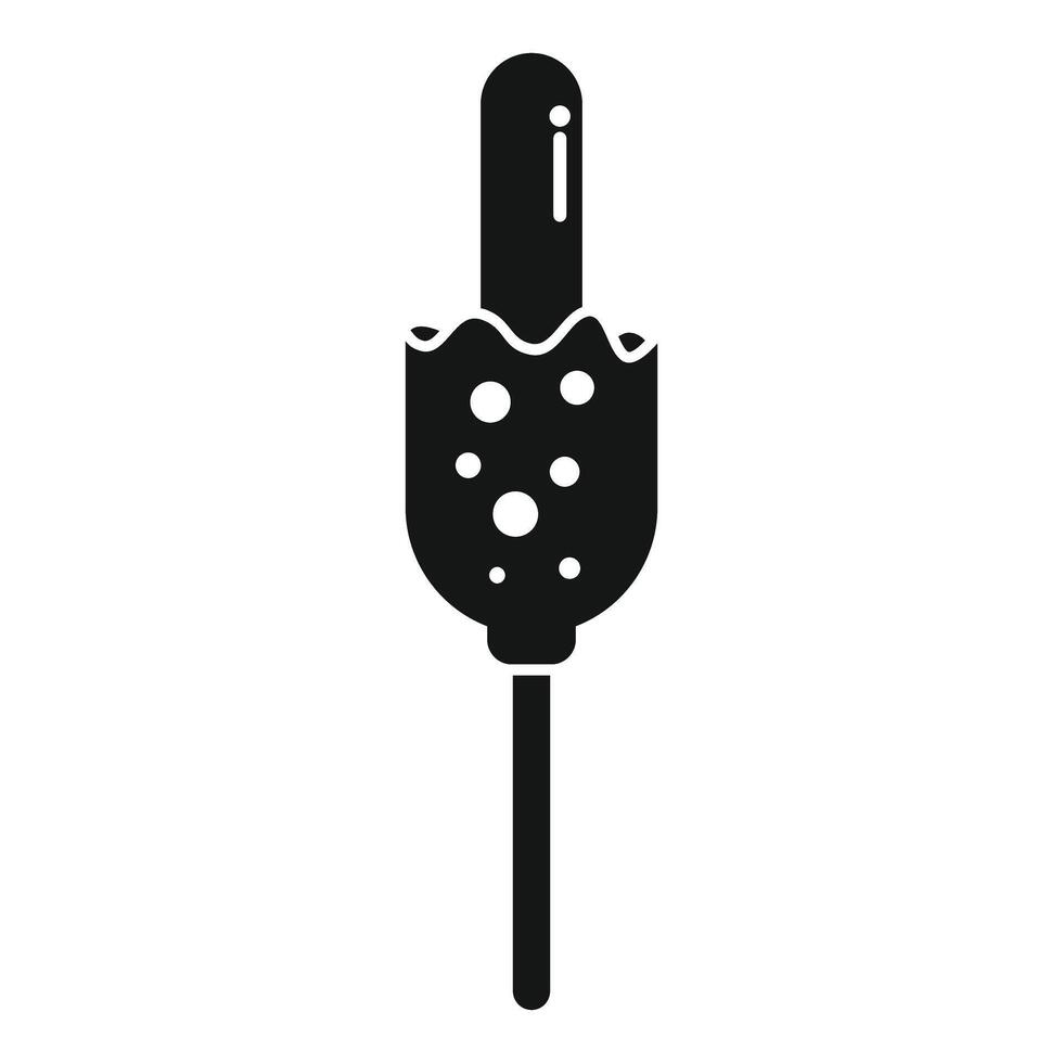Corn dog dipped in batter being held on a stick icon vector