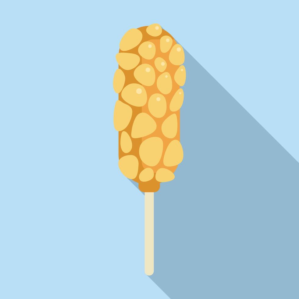 Korean corn dog covered in crunchy potato cubes on a stick vector