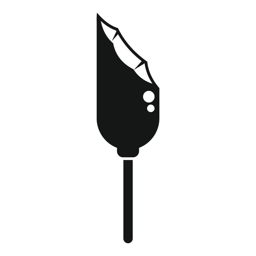 Bitten ice cream on stick icon, simple style vector