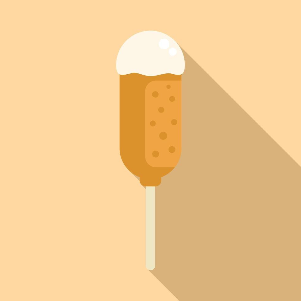 Corn dog with mustard being dipped in batter on a stick vector