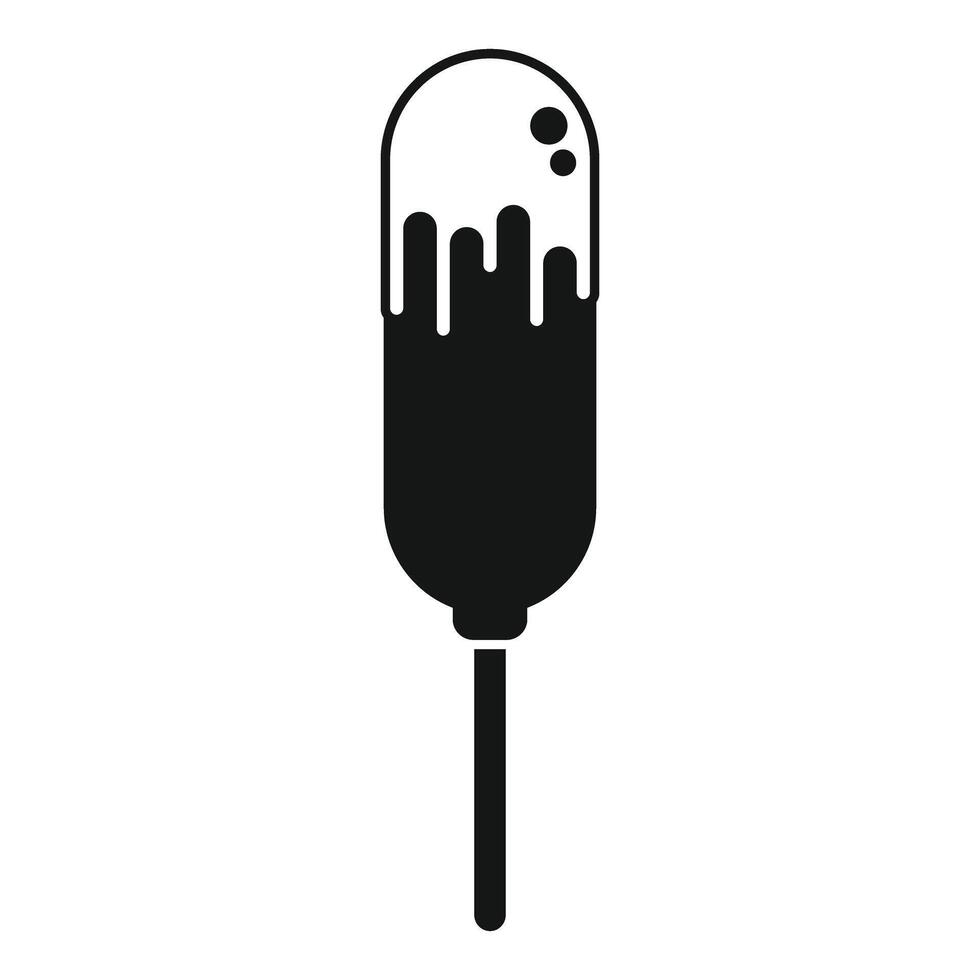 Black glyph icon of a melting ice cream on a stick with glaze dripping down vector