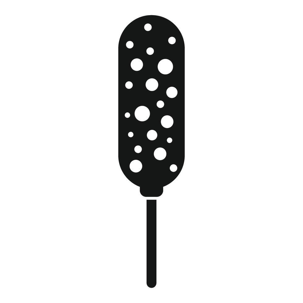 Black silhouette icon of a corn dog dipped in batter on a stick vector