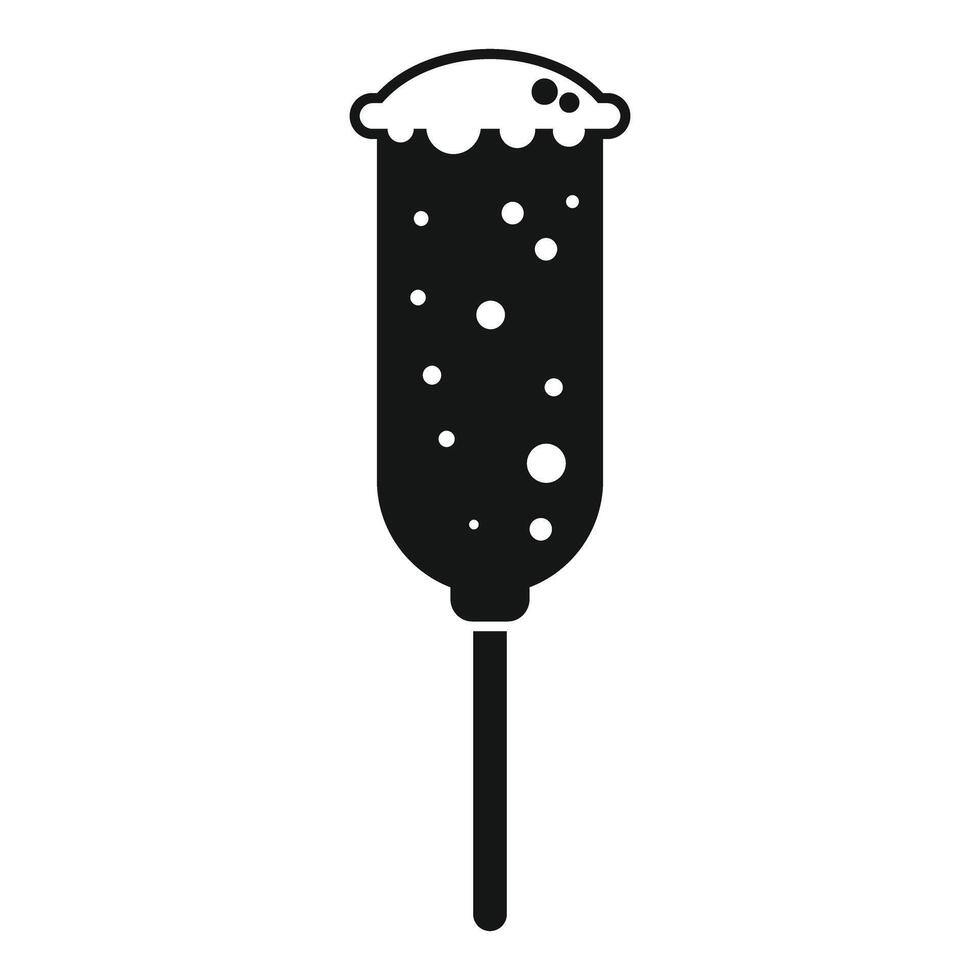 Black glyph style icon of a corn dog being dipped in batter vector