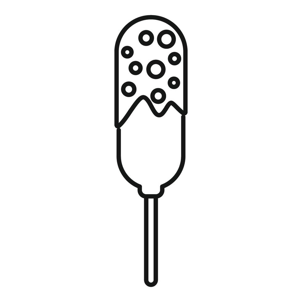 Chocolate covered frozen banana with sprinkles line icon vector