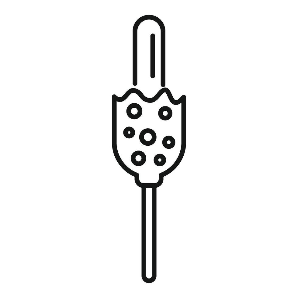 Ice cream stick dipping in melted chocolate topping icon vector