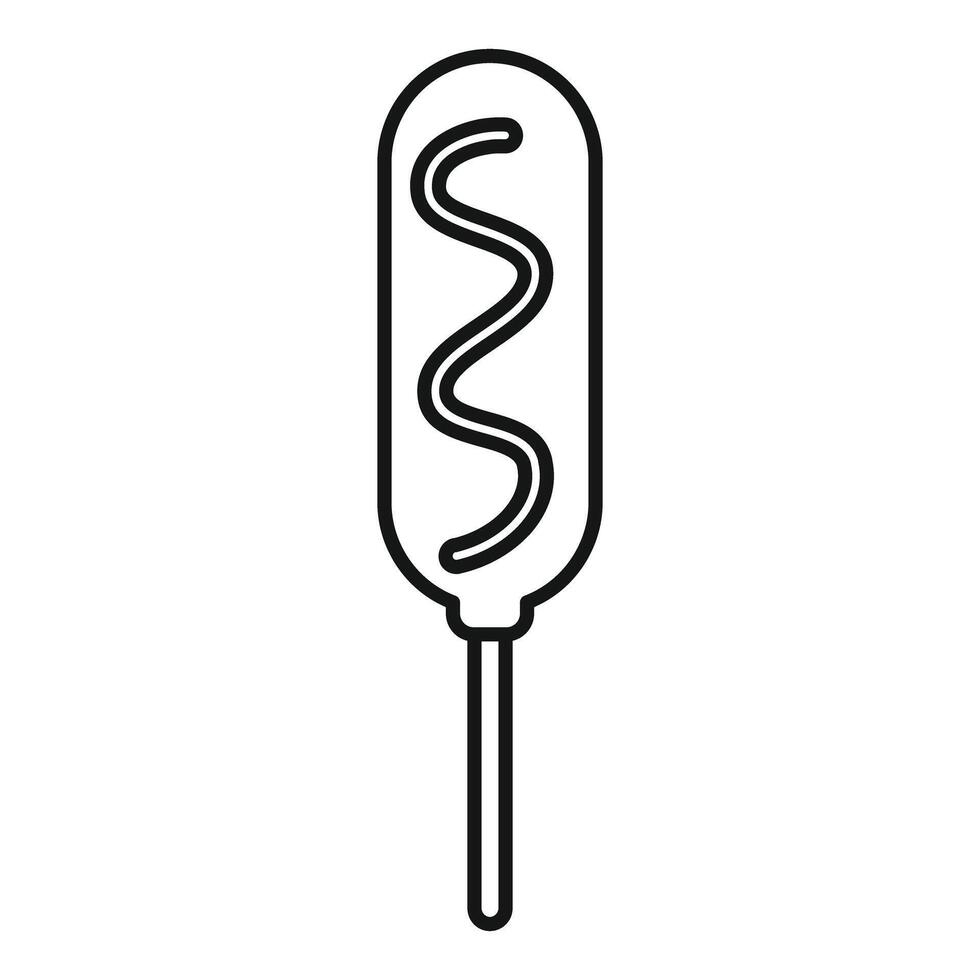 Corn dog fast food icon showing mustard topping vector