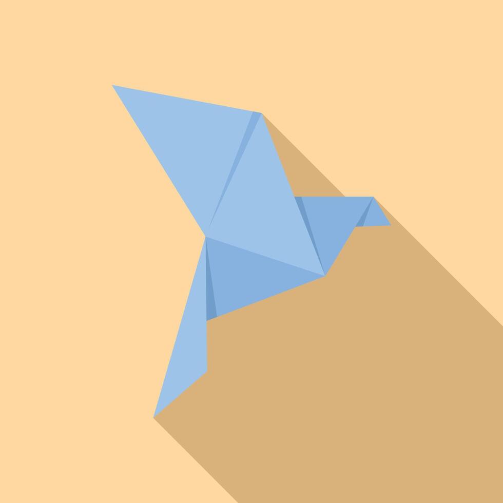 Blue origami bird flying with long shadow vector