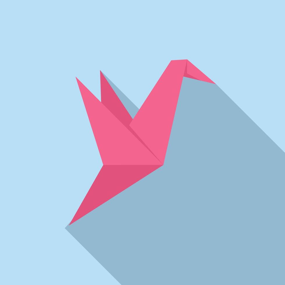 Pink origami bird flying with long shadow vector