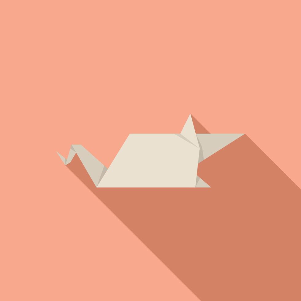White origami rat casting long shadow on pink background vector