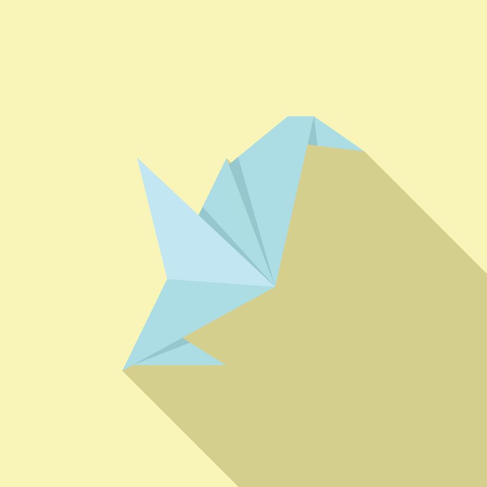 Blue origami bird taking flight on yellow background vector