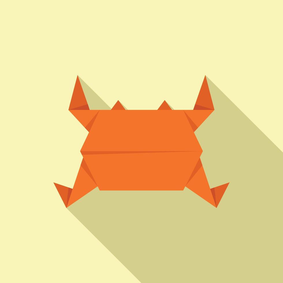 Orange origami crab folded from paper with long shadow vector
