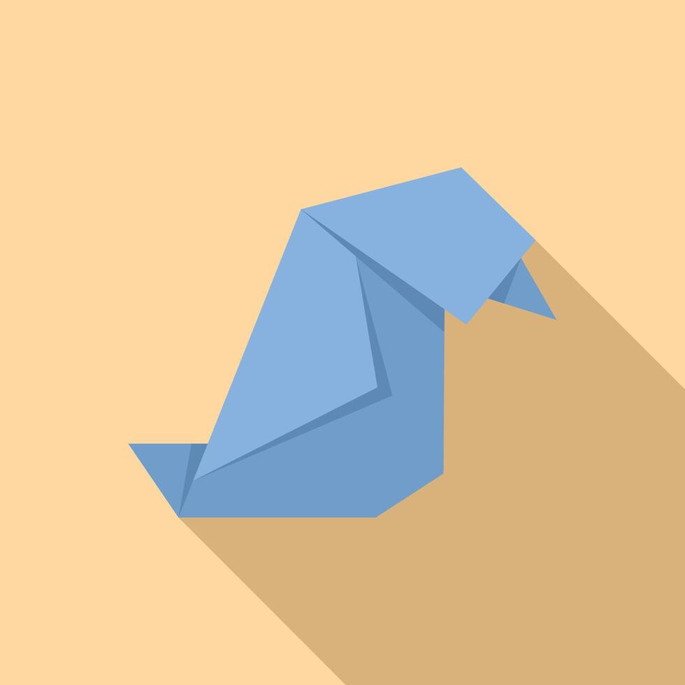 Blue origami bird folded paper figure vector