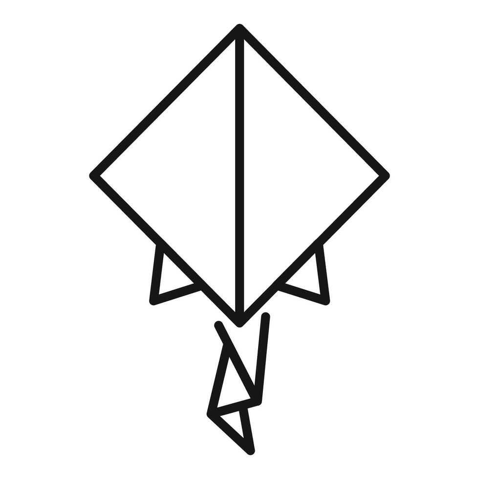 Kite flying on air with tail icon, line style vector