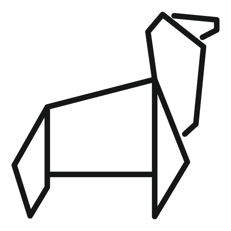 Origami dog standing on four legs, minimalist line art icon vector