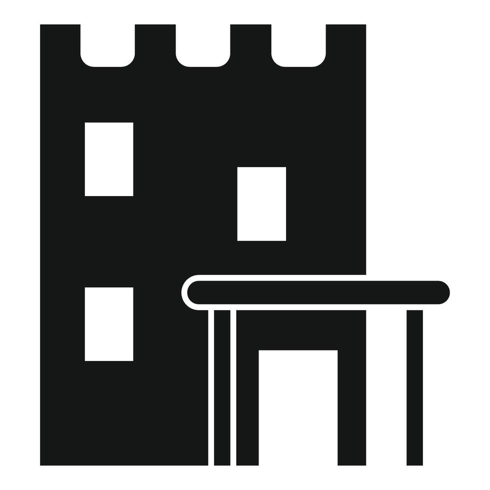 Building with columns and canopy, modern architecture icon vector