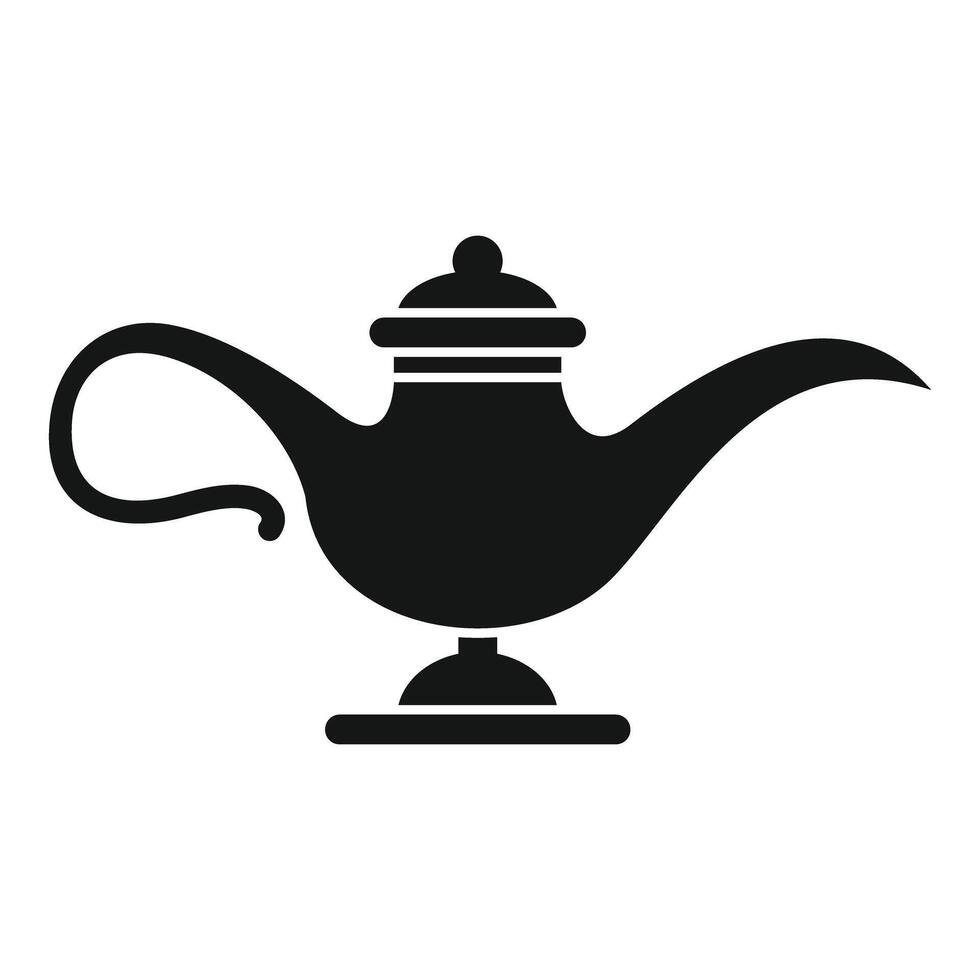 Genie lamp standing on a round pedestal with a long spout vector