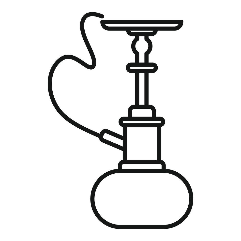 Hookah with long tube connected to round base for smoking vector