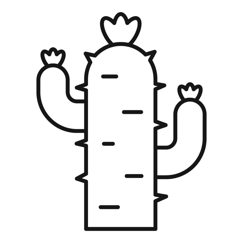Blooming cactus growing in desert line art icon vector