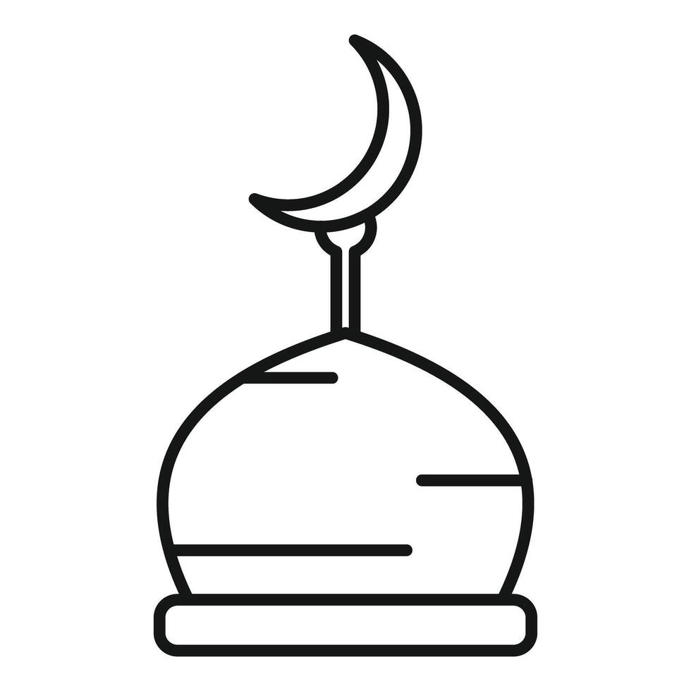 Crescent moon standing on top of mosque dome line icon vector