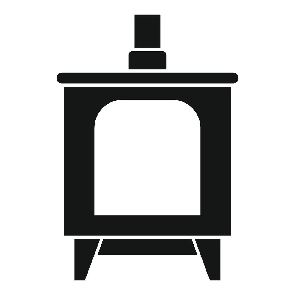 Modern metal stove with chimney burning wood vector