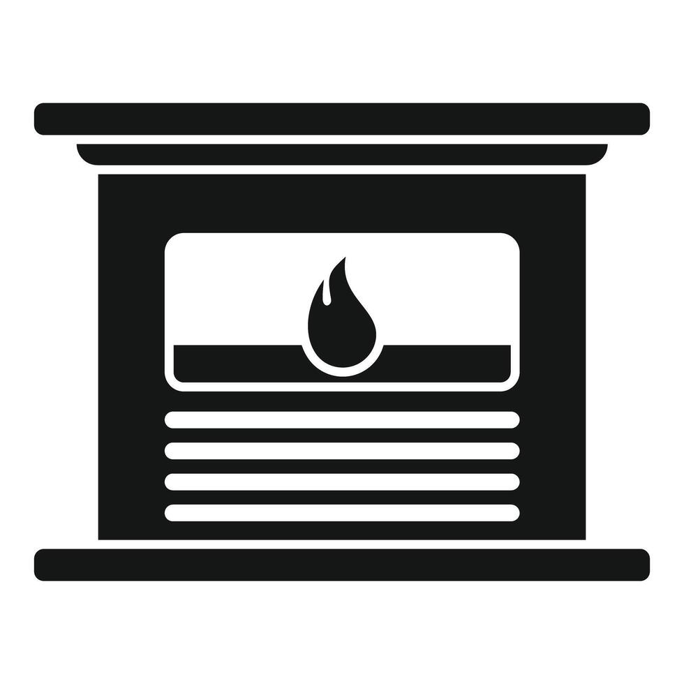 Classic fireplace burning with fire icon showing warmth and comfort vector