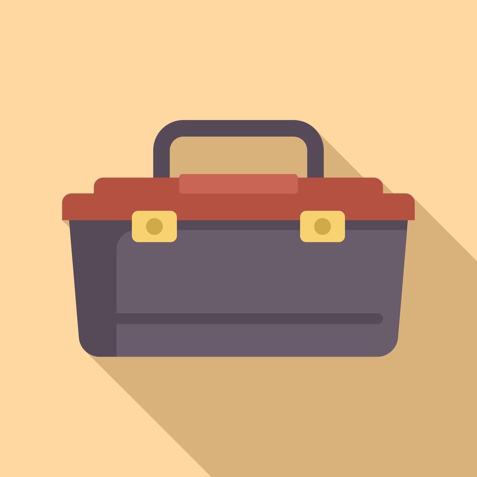 Empty toolbox sitting open with long shadow vector