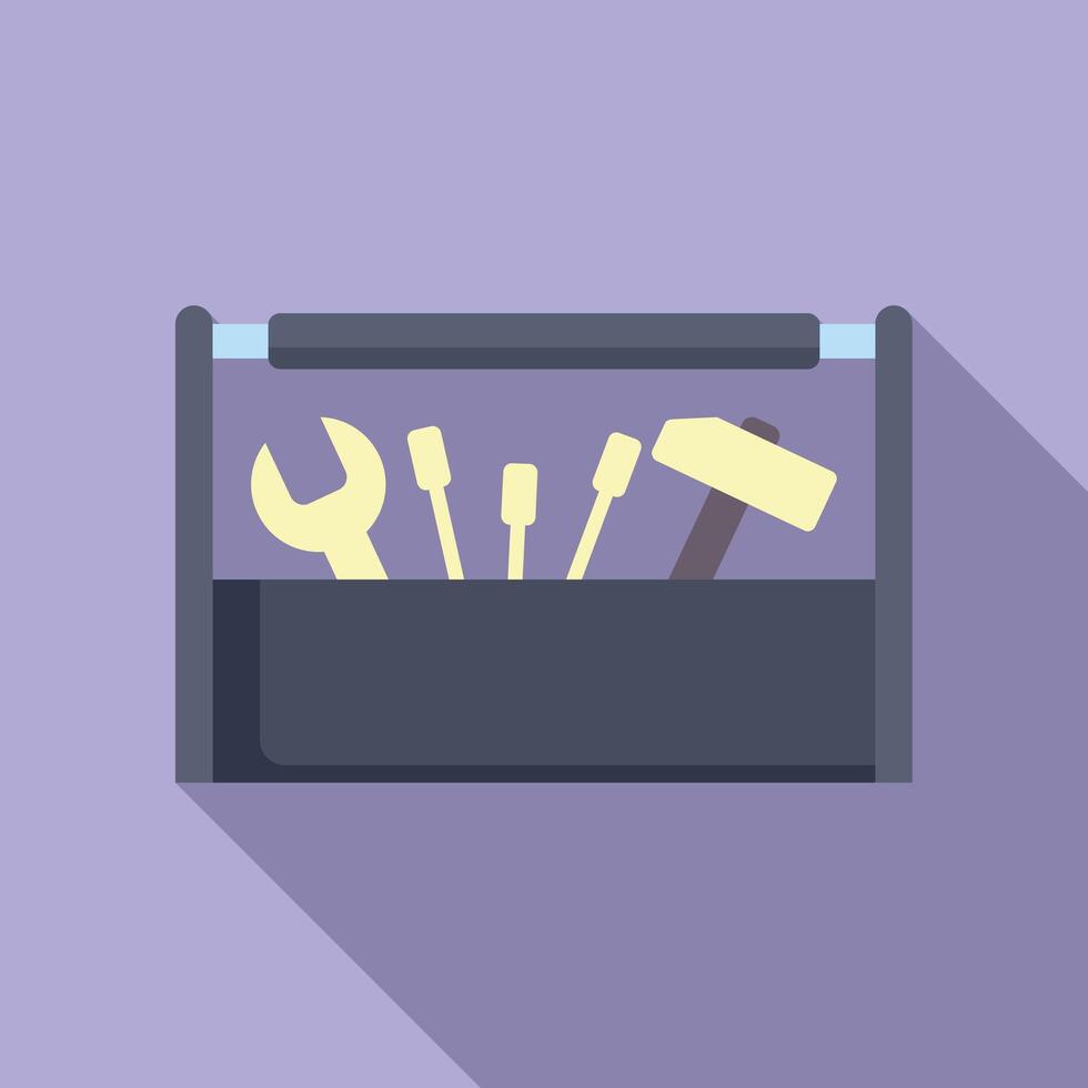 Toolbox with hammer screwdrivers and wrench is standing vector