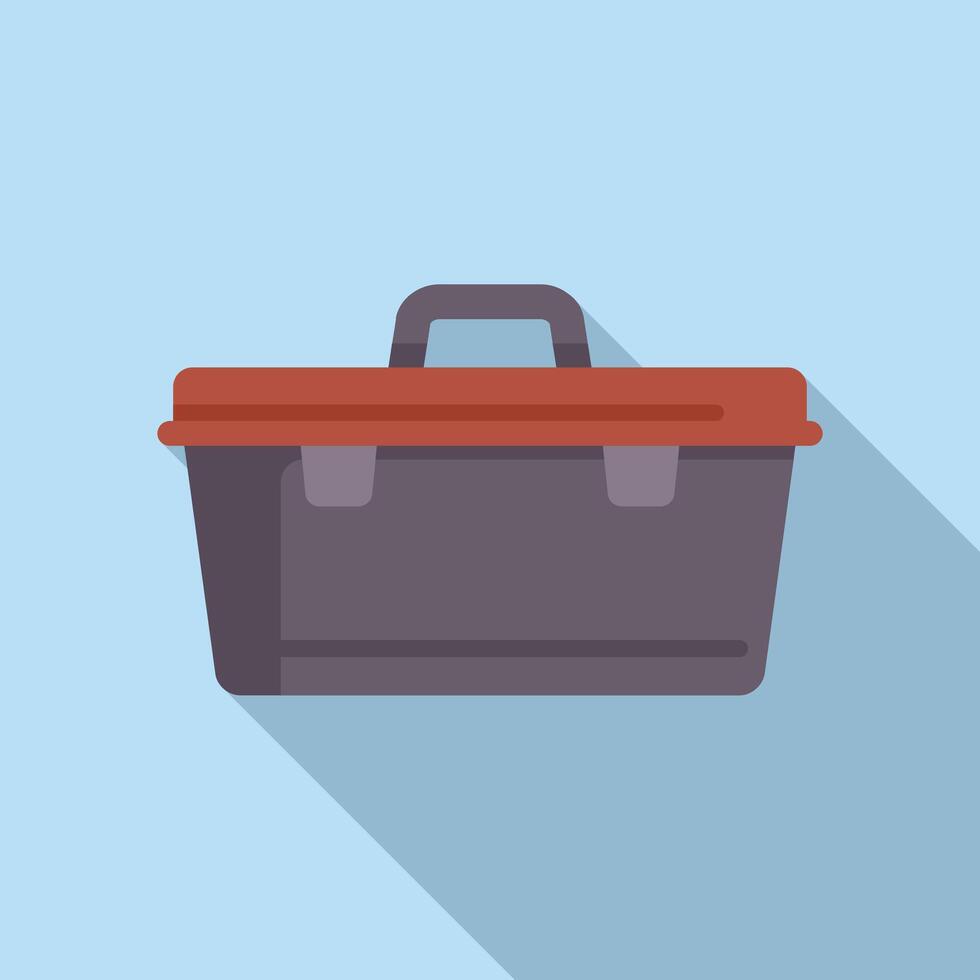 Plastic tool box with metal clasps holding working tools for construction and repair vector