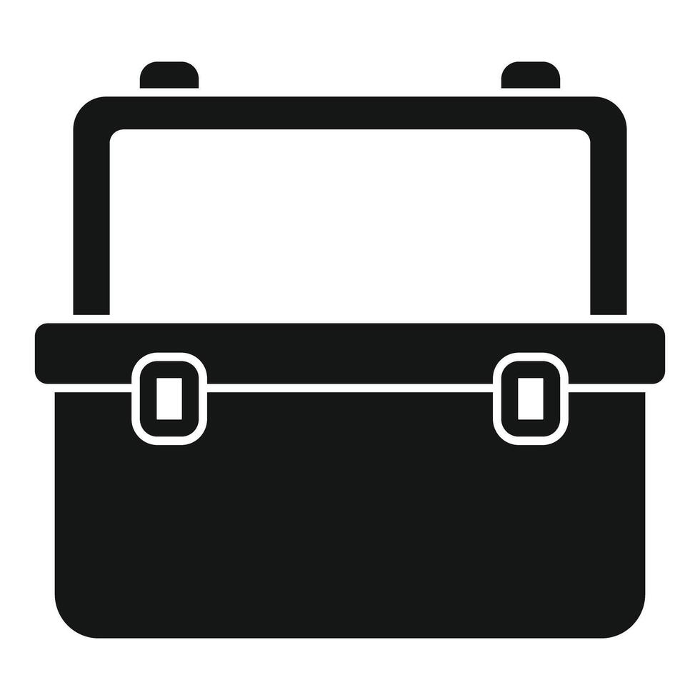 Black plastic toolbox holding tools for repairing vector