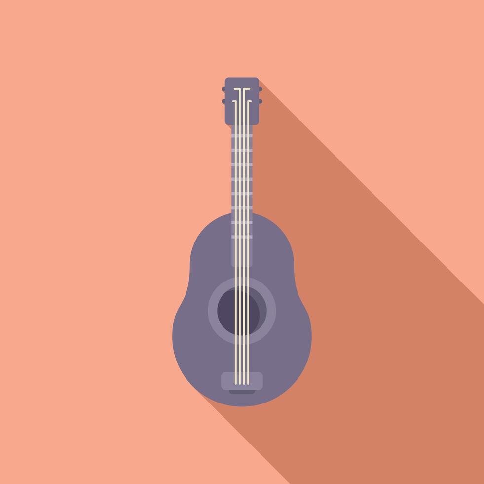 Acoustic guitar lying on peach background with shadow vector
