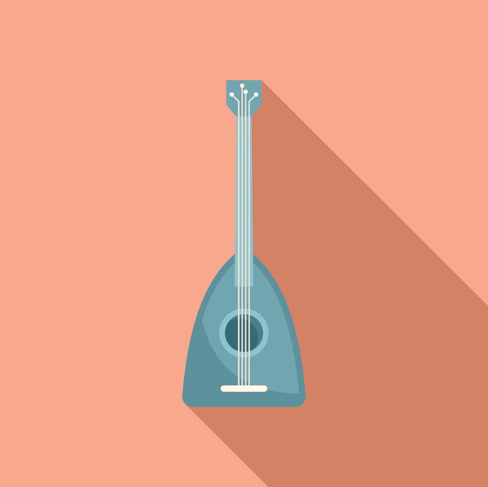 Blue mandolin instrument lying with a long shadow vector