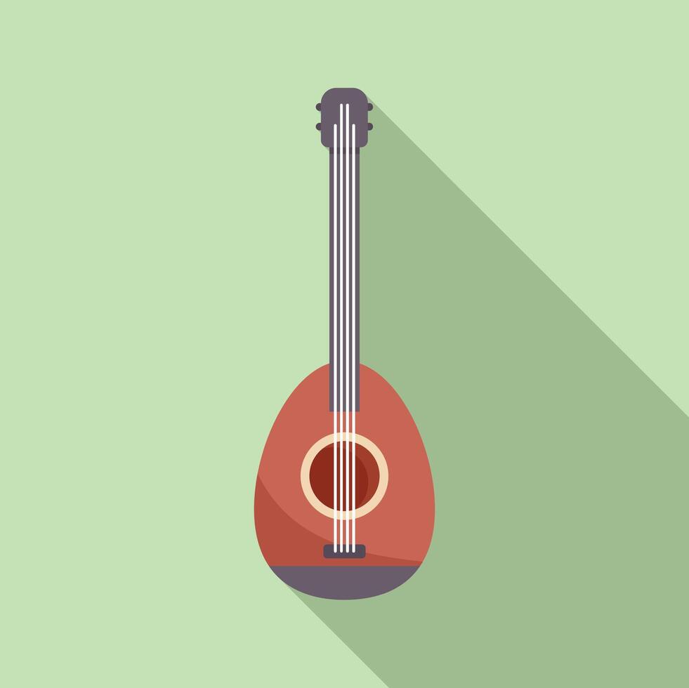 Red mandolin with long shadow on green background vector