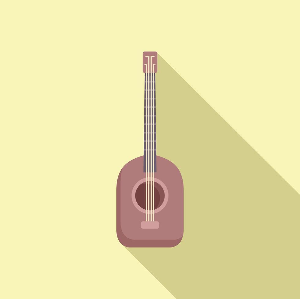 Acoustic guitar string instrument music icon with long shadow vector