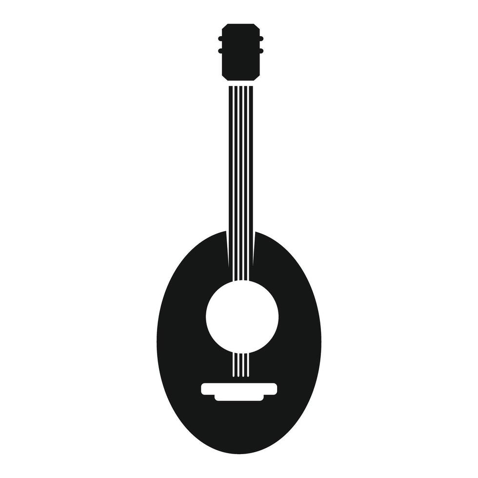 Black silhouette of an acoustic mandolin instrument vector