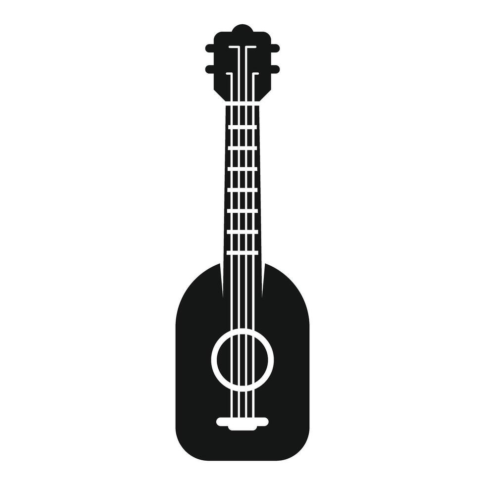Acoustic guitar silhouette with strings and sound hole for music design vector