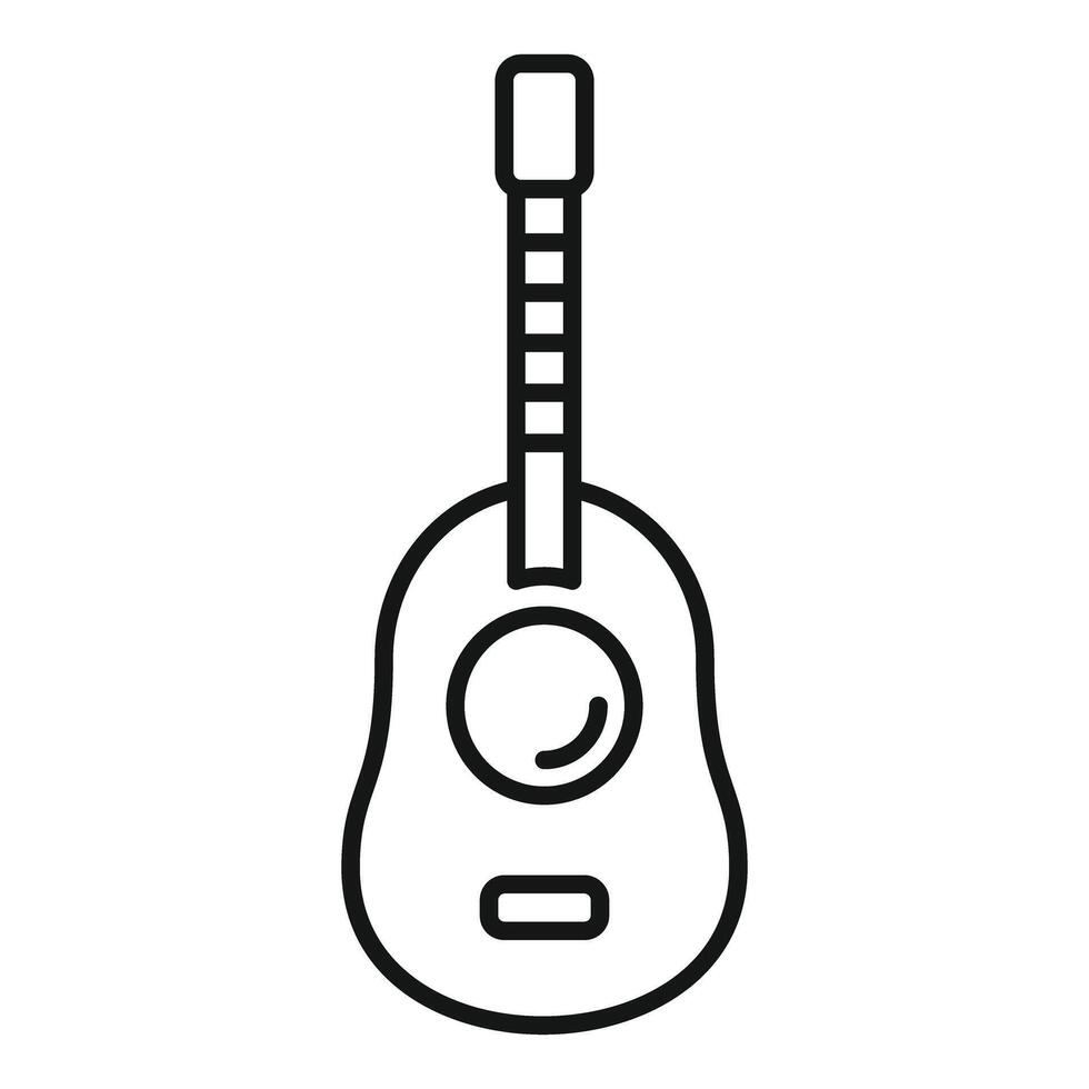 Acoustic guitar with strings and sound hole icon vector