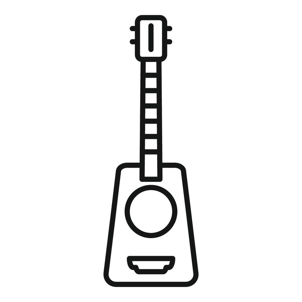 Acoustic guitar with trapezoidal body standing upright on white background vector