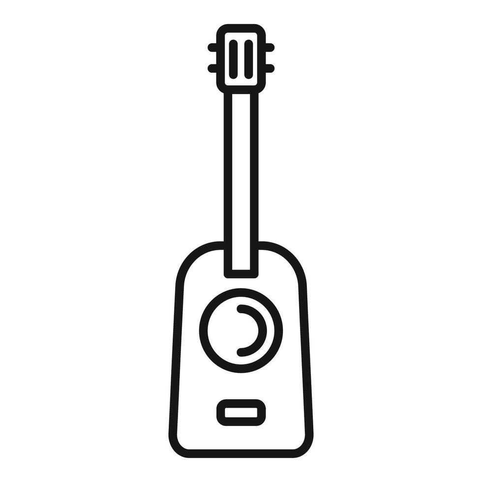 Acoustic guitar with strings and soundhole minimalist line art icon vector