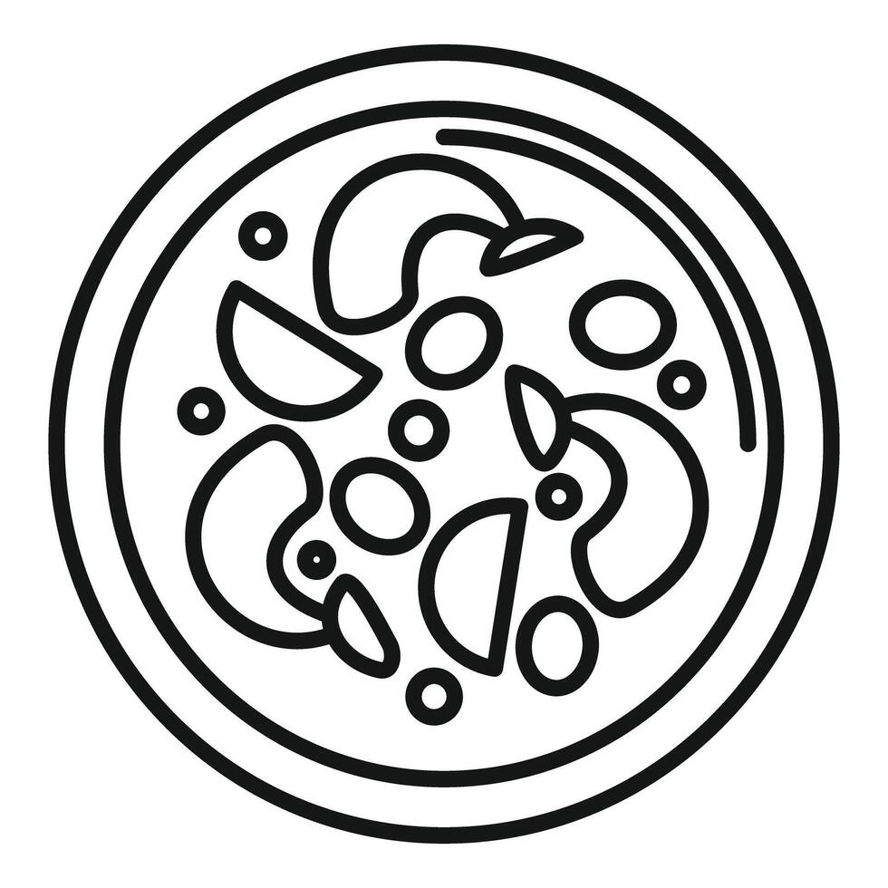 Traditional french onion soup in bowl line art drawing vector