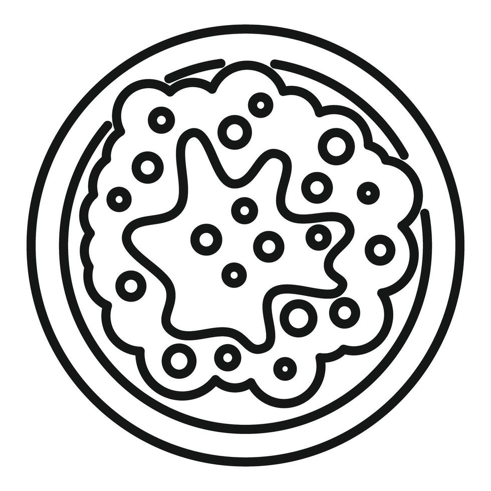 Simple line drawing of a bowl of soup with croutons being served vector