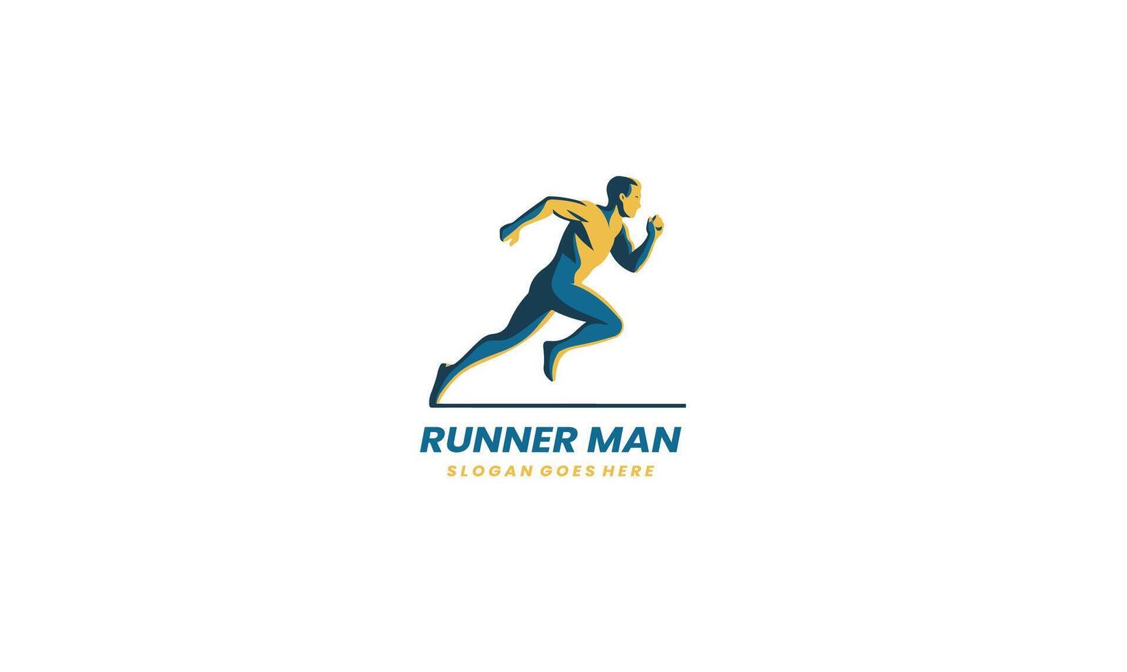 Runner Man silhouette Logo, running club or sports club with slogan template Pro . vector