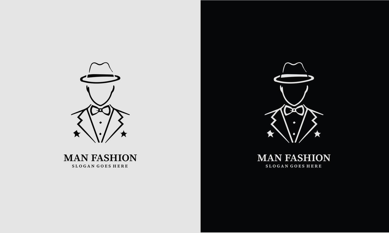 Tuxedo Suit Men Fashion Tailor Clothing Vintage Classic Logo Design Pro . vector
