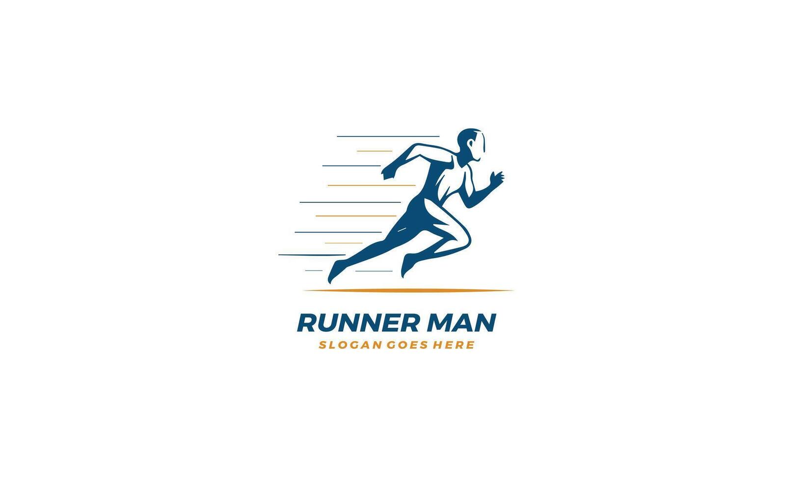 Runner Man silhouette Logo, running club or sports club with slogan template Pro . vector