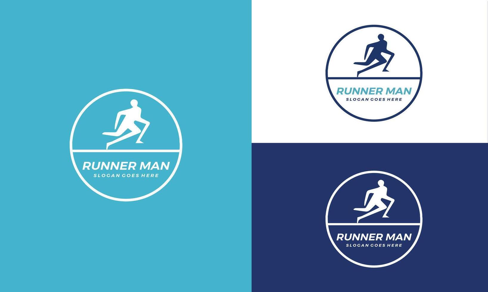 Runner Man silhouette Logo, running club or sports club with slogan template Pro . vector