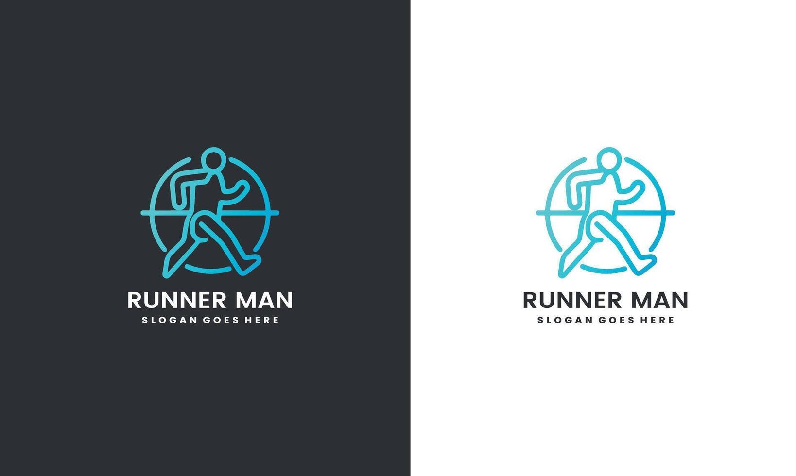 Runner Man silhouette Logo, running club or sports club with slogan template Pro . vector